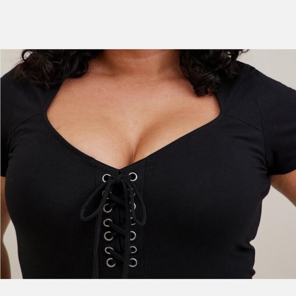 Torrid Foxy Lace-Up Short Sleeve Top - Picture 2 of 7